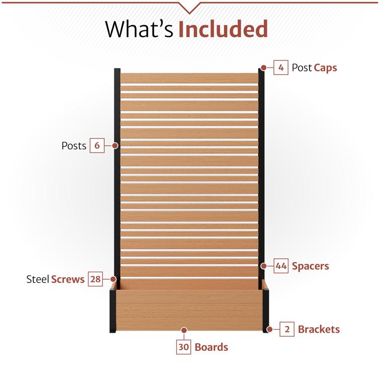 6ft H Florence Freestanding Patio Screen w/ Planter Box (Cedar